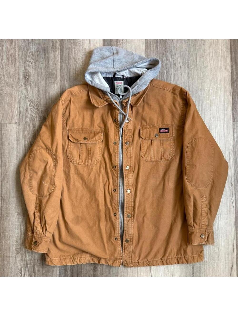 Dickies tan & brown jacket with hood sz XL #workwear #utility
